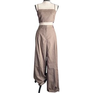 House of Harlow 1960 Two Piece Set Wide Leg Pants Crop Top Matching Outfit